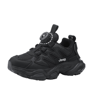 jeep儿童老爹鞋男孩冬季加绒运动鞋女童2025新款纽扣鞋子男童棉鞋