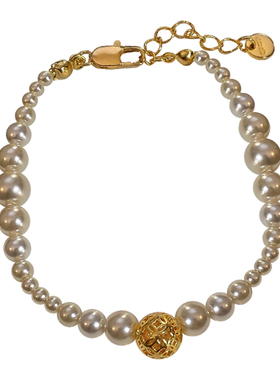 澳白色极光珍珠手链女款轻奢复古气质高级感气质手串小众精致手饰