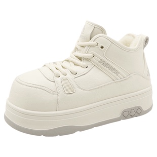 小胖丁真皮厚底雪地靴女2025冬季新款保暖面包鞋休闲加绒棉鞋女鞋