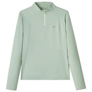 探拓/tectop户外运动快干T恤女打底衫登山徒步半开襟拉链立领透气