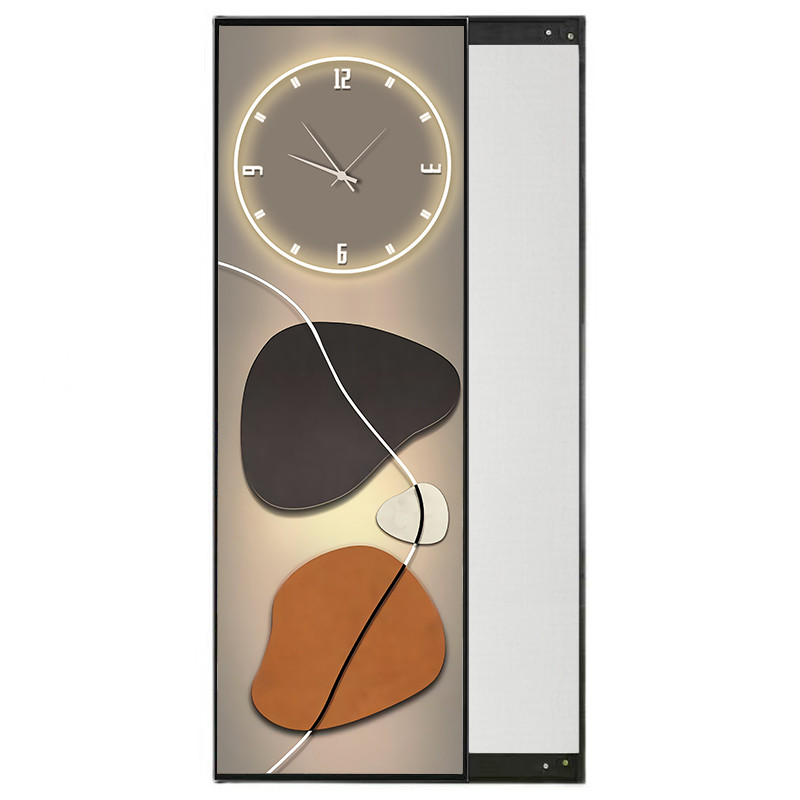 意式轻奢隐形全身镜推拉隐藏式镜子带时钟挂钟表试衣镜壁挂穿衣镜