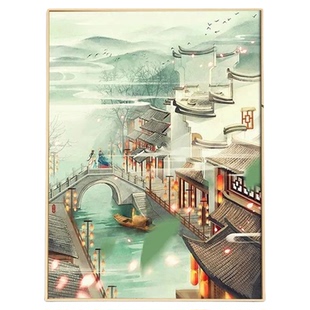 梦里江南十字绣2022新款卧室客厅山水风景线绣小幅简单印花唯美