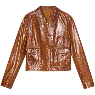 SALT.P可颜油蜡羊皮皮衣外套女短款2025冬新款/半身裙AC35509040