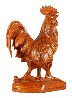 花梨木雕鸡十二生肖木头鸡