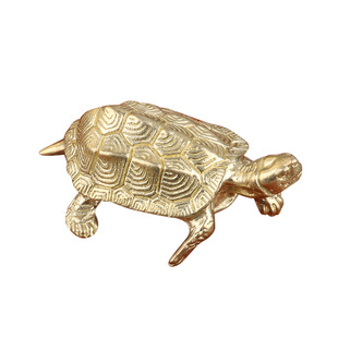 风水铜器摆件复古实心纯铜长寿乌龟摆件铜龟茶宠盖置实心铜乌龟
