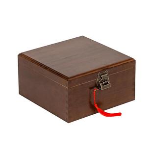 实木桌面收纳盒带锁杂物收纳储物箱整理箱带锁桌面收纳证件盒箱子