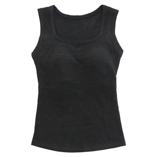 鹿与飞鸟“弹糯亲肌”双面磨毛保暖U领自带胸垫德绒打底背心7323