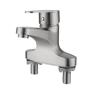 无铅304不锈钢洗面盆单把双孔冷热水水龙头 老式洗脸盆双孔水龙头