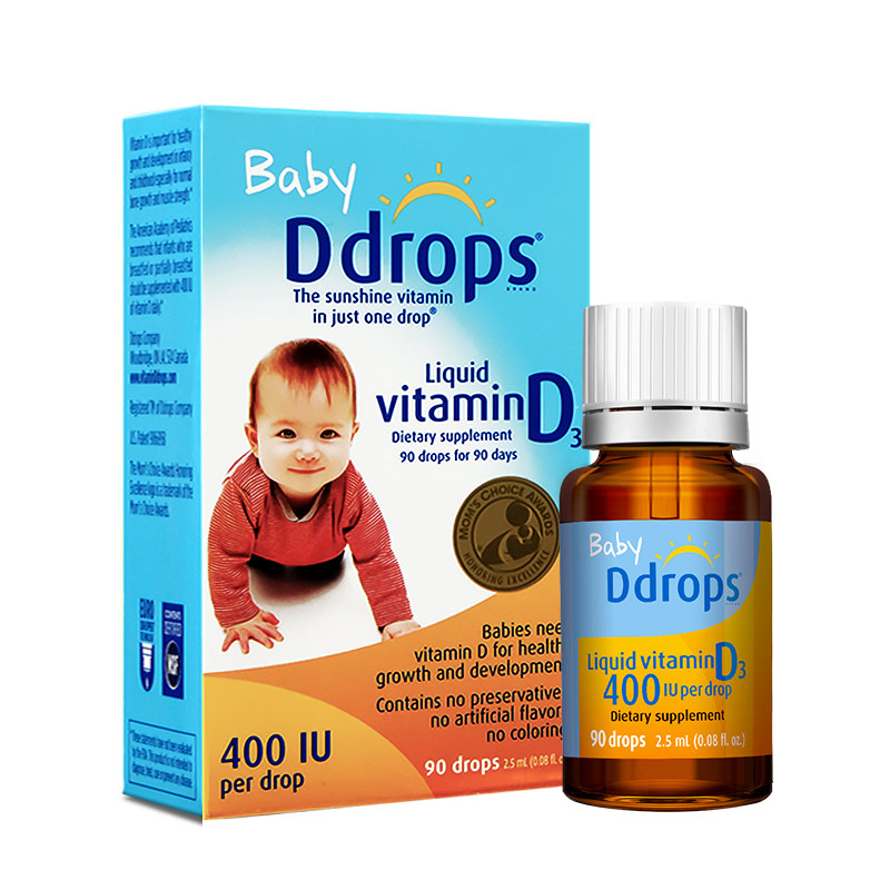 【自营】ddrops滴卓思维生素Vd3滴剂400IU婴幼儿DD小滴瓶2.5ml