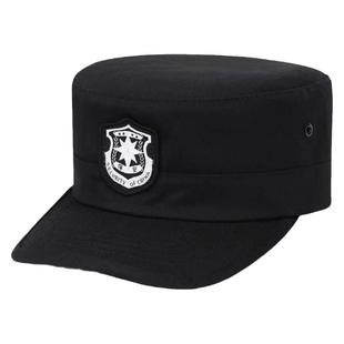 保安帽子男款新式工作帽作训帽物业硬顶黑色藏青执勤优质刺绣好看