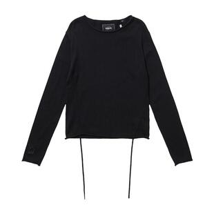 MISHKANYC大眼球秋冬黑色打底衫女士修身内搭长袖上衣T恤设计感