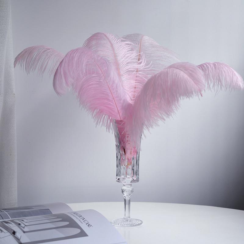 轻奢风羽毛装饰摆件家居客厅女生卧室梳妆台粉色高级感法式摆设