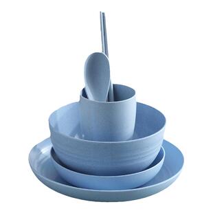 环保秸秆一次性碗筷加厚盘子户外商用高档可降解餐具四件套宴会用