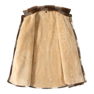 秋冬加绒加厚衬衫保暖休闲格子衬衣宽松一体大码上衣外套冬季女装