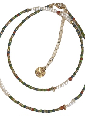 QIANTAO「杜比尼花园」原创捷克珠玛瑙天然淡水珍珠项链文艺女生