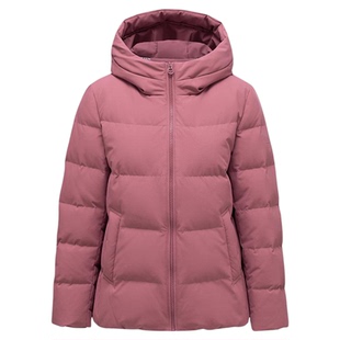 坦博尔妈妈款羽绒服女短款连帽中老年红色上衣宽松大码保暖外套冬