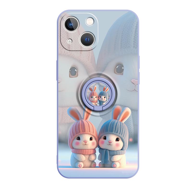 女款苹果13手机壳15粉色16pm兔子iphone14plus新年12promax指环11pro支架xs液态硅胶17防摔