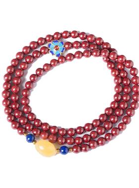 朱砂多圈原矿民族风女士佛珠念珠