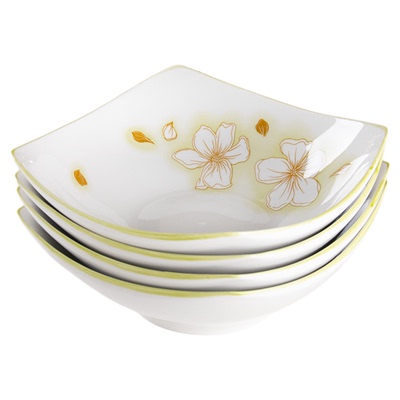 8英寸陶瓷四角盘子菜盘家用新款创意釉下彩餐具四角碗凉菜甜品碗