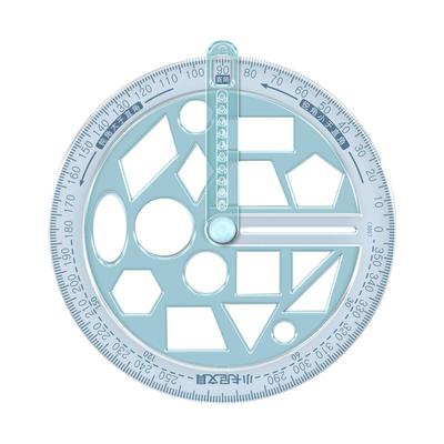 360°活动角多功能绘图尺教具小学生二年级四年级角的初步认识锐角钝角画角量角器几何演示器直角文具可画圆