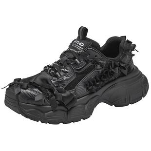 热风厚底老爹鞋女鞋2025年冬季新款女士网面透气休闲鞋显瘦鞋子