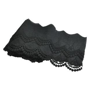 14cm宽黑白色棉布刺绣花边辅料diy裙子裙摆边接长纯棉双层蕾丝边