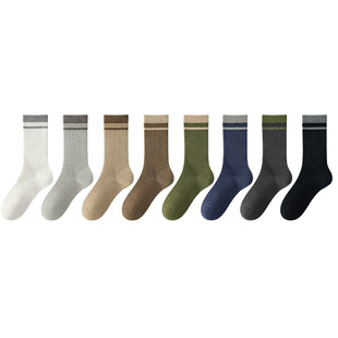 袜子男士纯棉长筒袜秋冬季中筒新款冬天防臭吸汗青少年运动男高筒