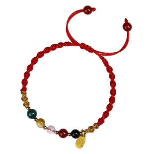 2026本命年红手绳五路财神红色编织绳太岁手绳属马手链护身符礼物