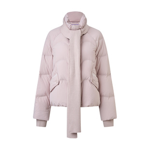 MAXRIENY甜美学院风白鸭绒羽绒服25冬款领口围巾设计泡芙外套女