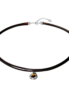 通体S925纯银天然虎眼石项圈