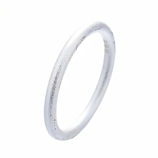 S999纯银素圈戒指女韩版设计小众轻奢时尚潮个性古法情侣细食指戒