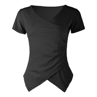 吉舞舞蹈服女成人套装黑色短袖上衣现代舞古典舞形体练功服一整套