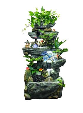 新中式入户高山流水瀑布摆件循环水客厅阳台假山喷泉落地装饰造景