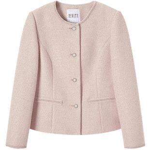 菲妮迪小香风短外套早春新款高级感气质春装名媛上衣女花呢外套女