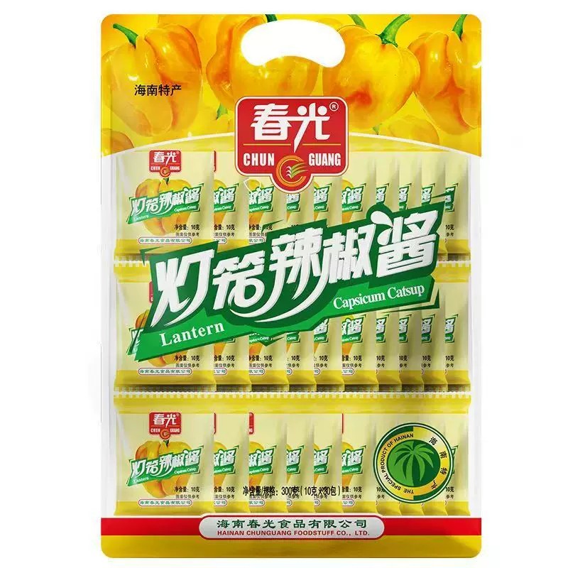 新货海南特产春光黄灯笼辣椒酱300g袋装蒜蓉香辣下饭黄椒酱蘸料