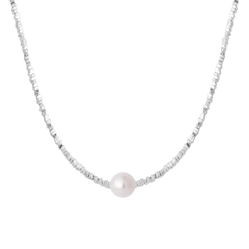 碎银子珍珠项链S925纯银淡水珍珠