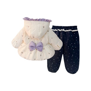 女童套装秋冬2026新款儿童时髦加绒加厚宝宝冬季洋气夹棉冬装棉衣