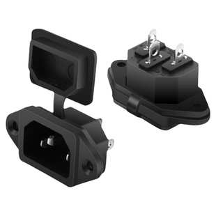 AC电源插座 品字型公母插头 带耳朵插座 螺丝孔电源插座带线