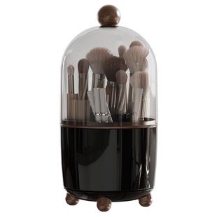 化妆刷收纳筒旋转防尘带盖梳妆台大容量分格笔筒口红化妆品收纳盒