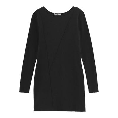 SLY奥莱 春季修身长袖竖条纹针织短款连衣裙女030FAY83-2570