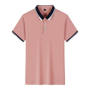 夏季翻领t恤男短袖纯色大码Polo衫男士青年休闲半袖体恤带领衣服