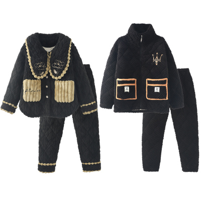 秋冬新款情侣珊瑚绒睡衣加绒