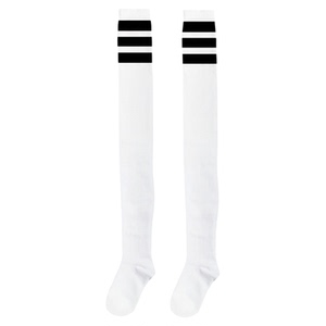 外贸出口 大腿根袜子显腿长过膝高筒学院风COS三条杠男女四季通用
