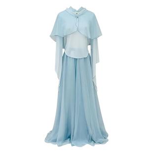 花尖古典舞蹈服装仙气旗袍领纱衣飘逸大摆裙中国舞演出服练功服