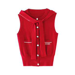 DI.AD 2025年秋季新款连帽披肩设计羊毛混纺毛织马甲女DC533326M3