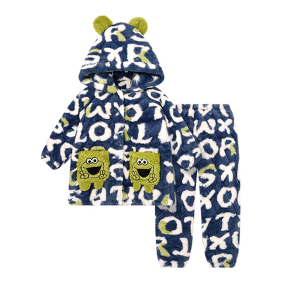 三层夹棉男童加厚珊瑚绒冬季加绒