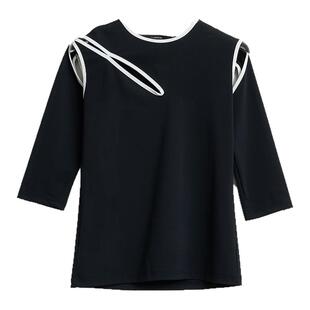 Pushbutton 春夏款女士黑色解构修身上衣T恤银泰百货精品 301596