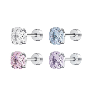 千禧玫瑰钛合金耳钉女高级感华子锆石耳骨钉耳环养耳洞钛钢耳饰男