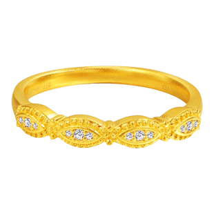 老庙黄金足金999钻石群镶古法戒指轻奢复古金钻新潮有进有赚正品