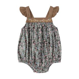 babylove女宝宝包屁衣吊带夏季纯棉三角哈衣婴儿爬服洋气美果羞羞